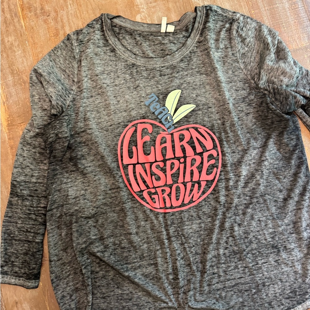 Cato Gray and Red Long Sleeve Tee with Apple Design